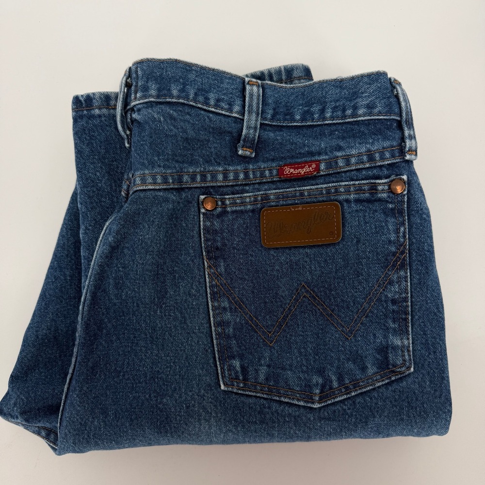 Wrangler 31MWZGK Relaxed Fit Jeans Mens 38x34 Blue Denim Straight Leg Pants